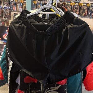 Black Athletic Shorts with Red Floral Design